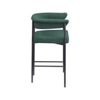 Sgabello da bancone in tessuto bouclé verde con braccioli, set da 2