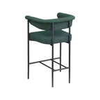 Sgabello da bancone in tessuto bouclé verde con braccioli, set da 2