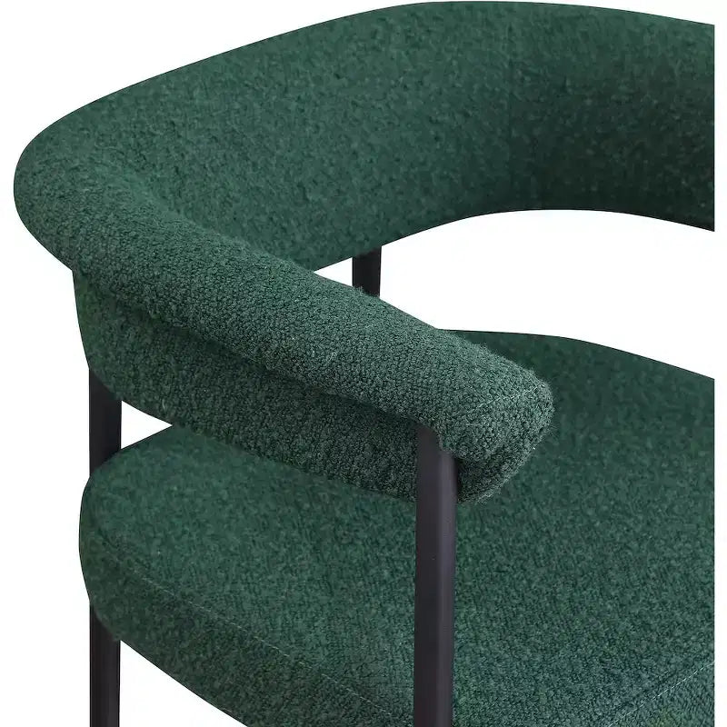 Sgabello da bancone in tessuto bouclé verde con braccioli, set da 2