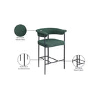 Sgabello da bancone in tessuto bouclé verde con braccioli, set da 2