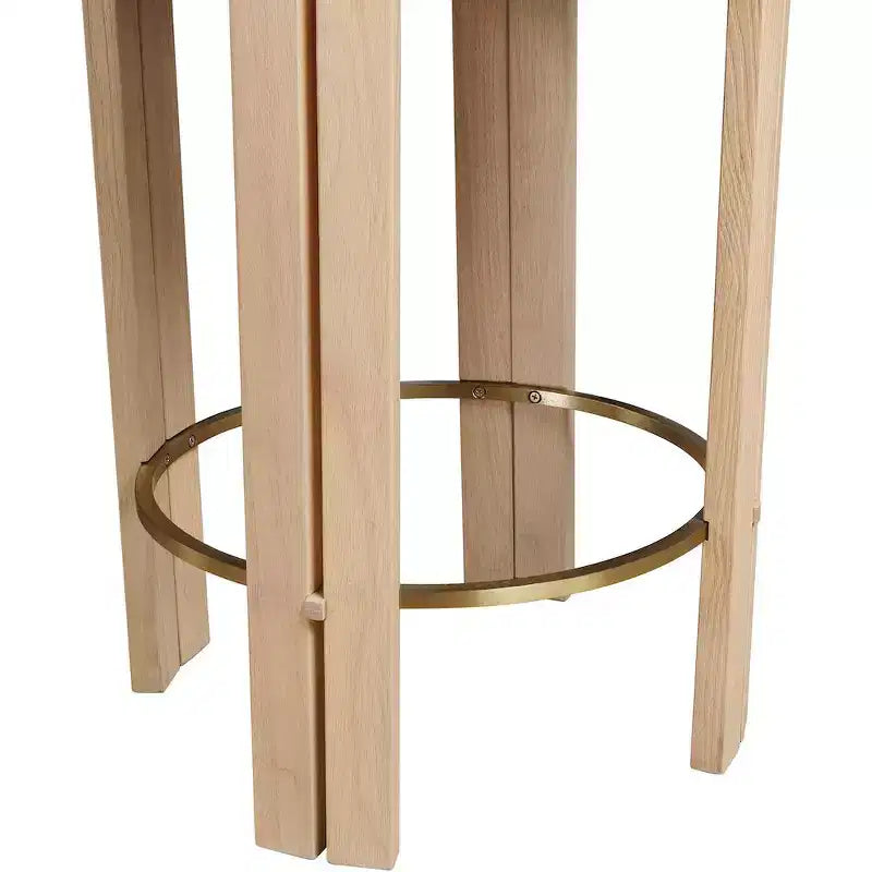 Sgabello da bancone rotondo senza schienale crema, in ecopelle, 1 posto