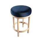 Sgabello rotondo da banco in velluto blu navy, 1 posto