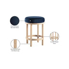 Sgabello rotondo da banco in velluto blu navy, 1 posto