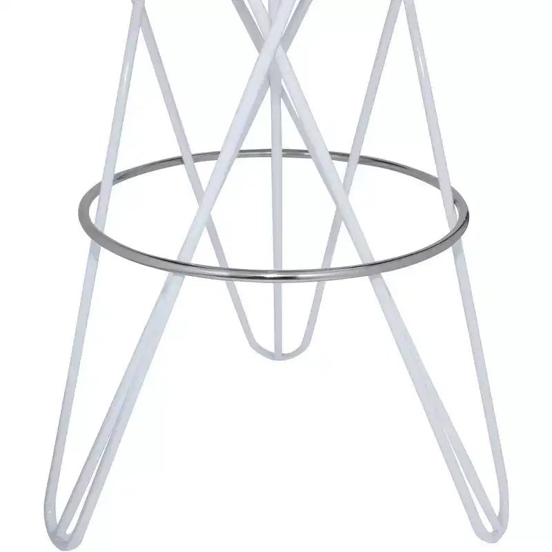 Sgabello da bar in ferro bianco e argento, senza schienale, contemporaneo, 1 posto
