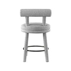Sgabello da bancone in tessuto bouclé grigio, schienale medio senza braccioli, set da 2