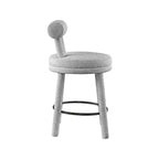 Sgabello da bancone in tessuto bouclé grigio, schienale medio senza braccioli, set da 2