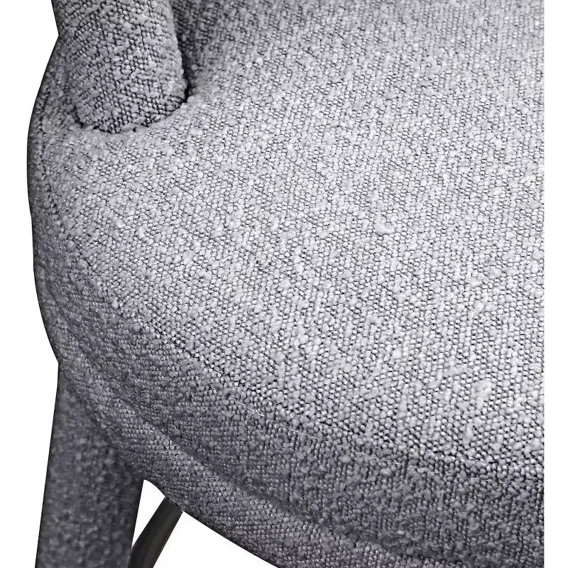 Sgabello da bancone in tessuto bouclé grigio, schienale medio senza braccioli, set da 2