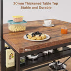 Isola da cucina vintage da 47" in legno e metallo nero con contenitore, 4 posti a sedere