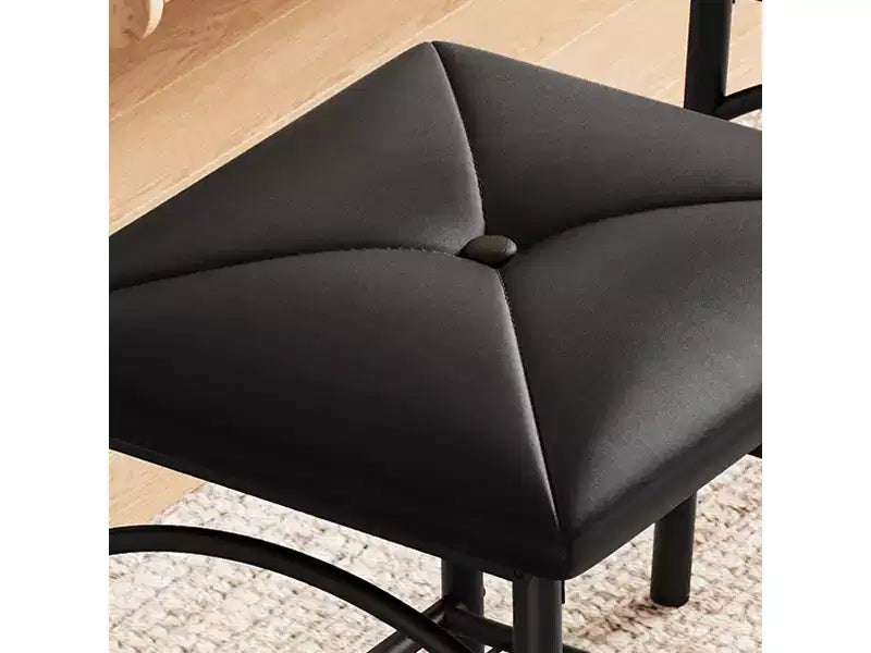 Set tavolo da pranzo rettangolare marrone e nero per 4, piano in legno e telaio in ferro con contenitore