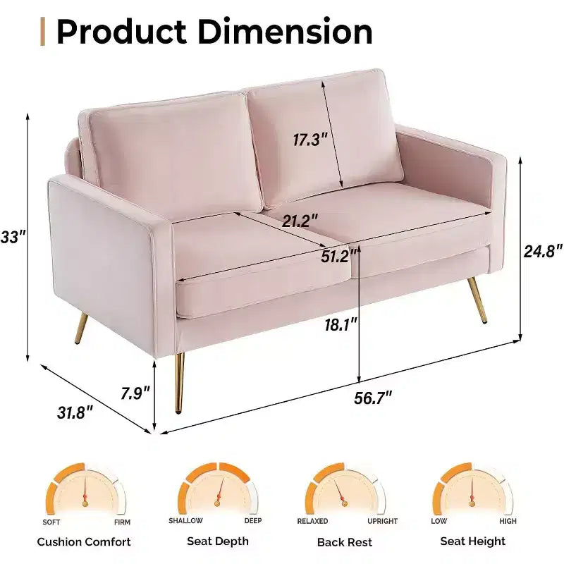 Divano a 2 posti, divanetto, imbottito, piccolo, Beige / Marrone / Rosa / Bianco