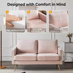 Divano a 2 posti, divanetto, imbottito, piccolo, Beige / Marrone / Rosa / Bianco