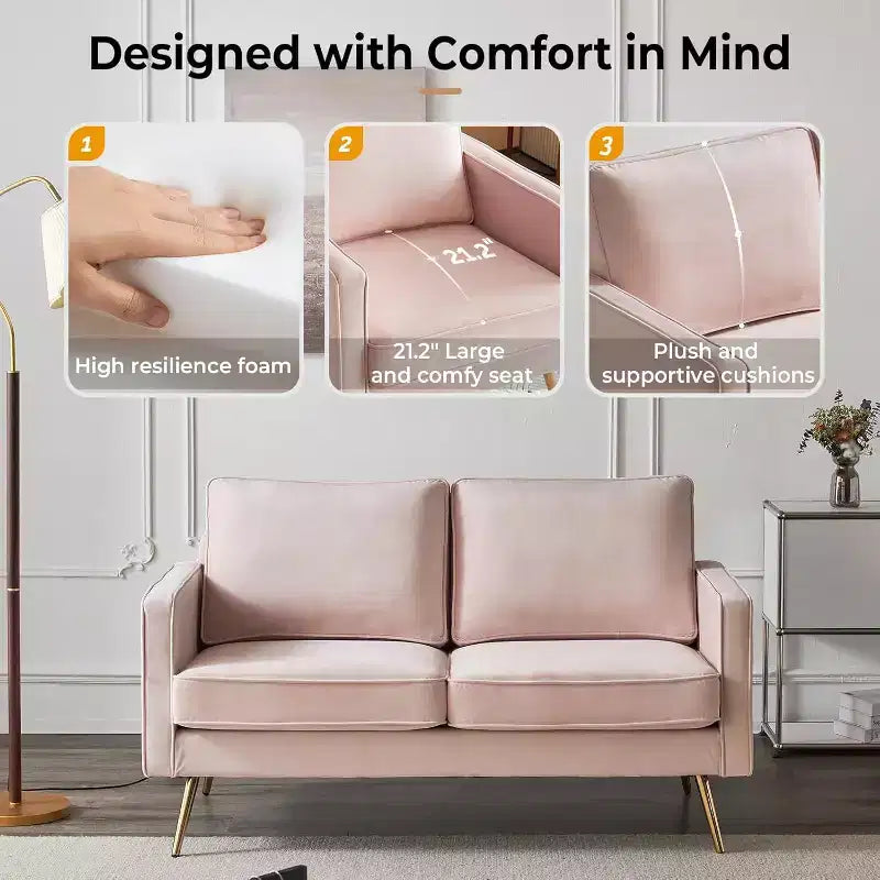 Divano a 2 posti, divanetto, imbottito, piccolo, Beige / Marrone / Rosa / Bianco