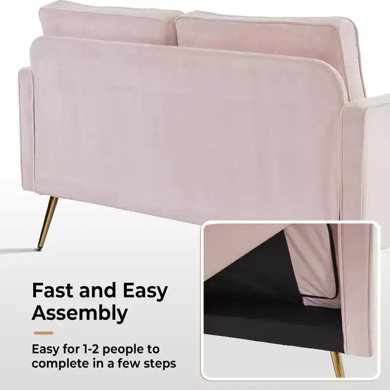 Divano a 2 posti, divanetto, imbottito, piccolo, Beige / Marrone / Rosa / Bianco