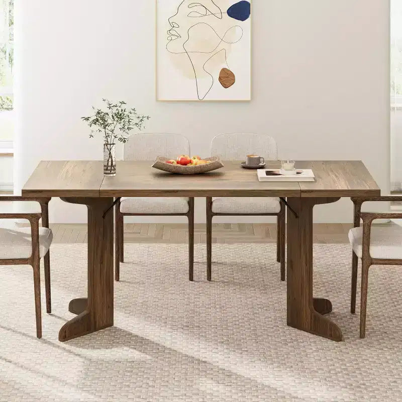 Tavolo da pranzo rettangolare, nero/noce/legno, 6-8 posti