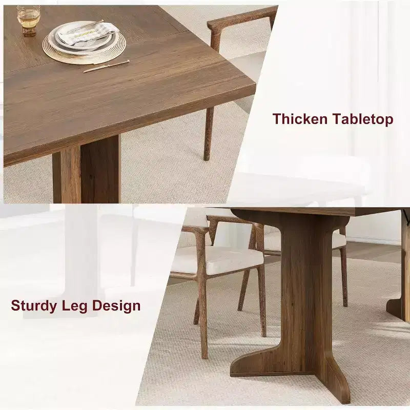 Tavolo da pranzo rettangolare, nero/noce/legno, 6-8 posti