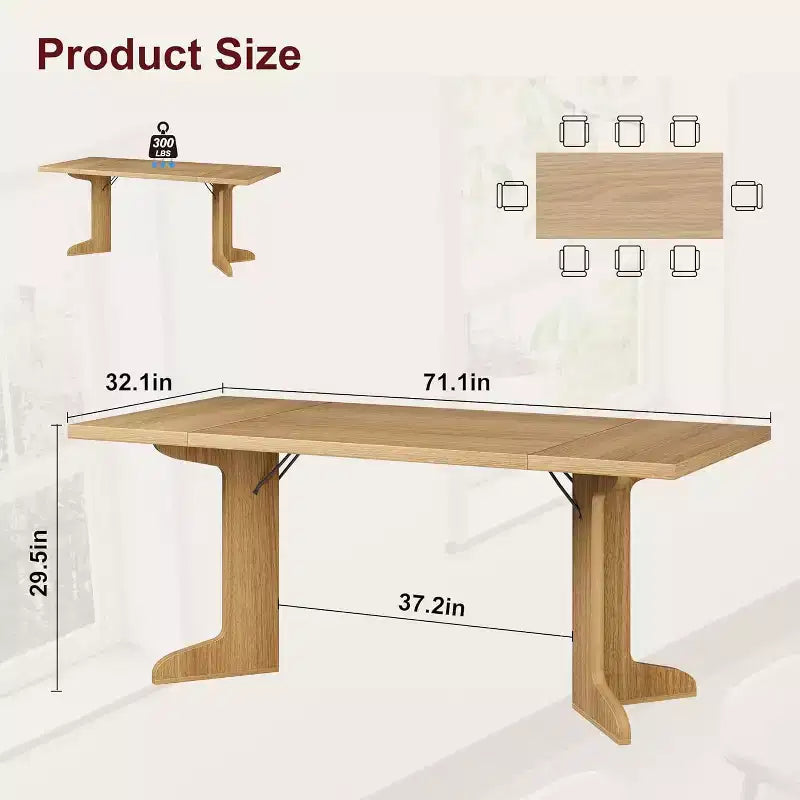 Tavolo da pranzo rettangolare, nero/noce/legno, 6-8 posti