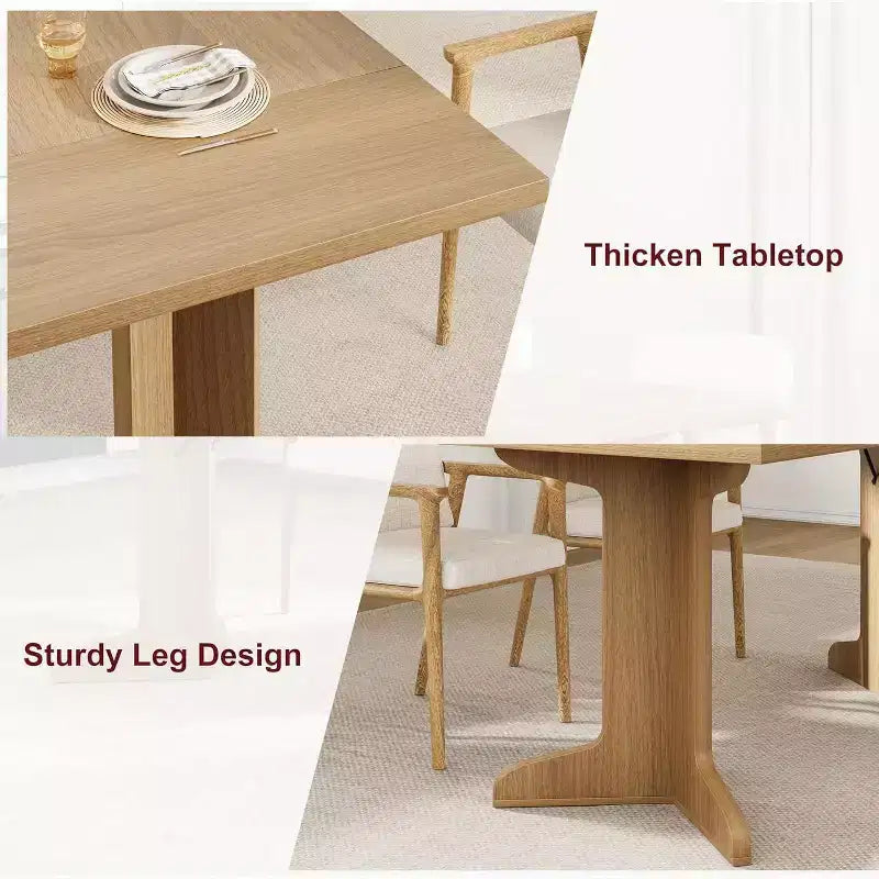 Tavolo da pranzo rettangolare, nero/noce/legno, 6-8 posti