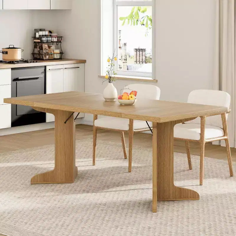 Tavolo da pranzo rettangolare, nero/noce/legno, 6-8 posti