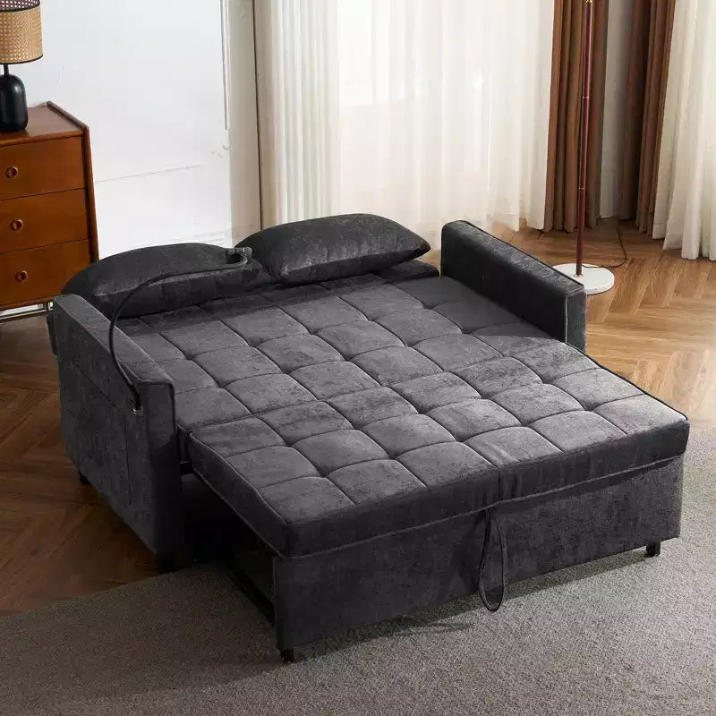 Divano 2 posti in ciniglia con letto estraibile – Diversi colori disponibili