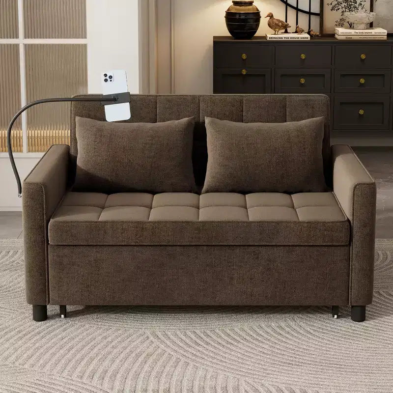 Divano 2 posti in ciniglia con letto estraibile – Diversi colori disponibili