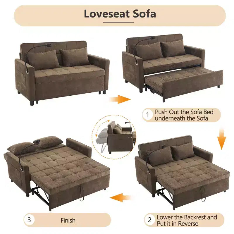 Divano 2 posti in ciniglia con letto estraibile – Diversi colori disponibili