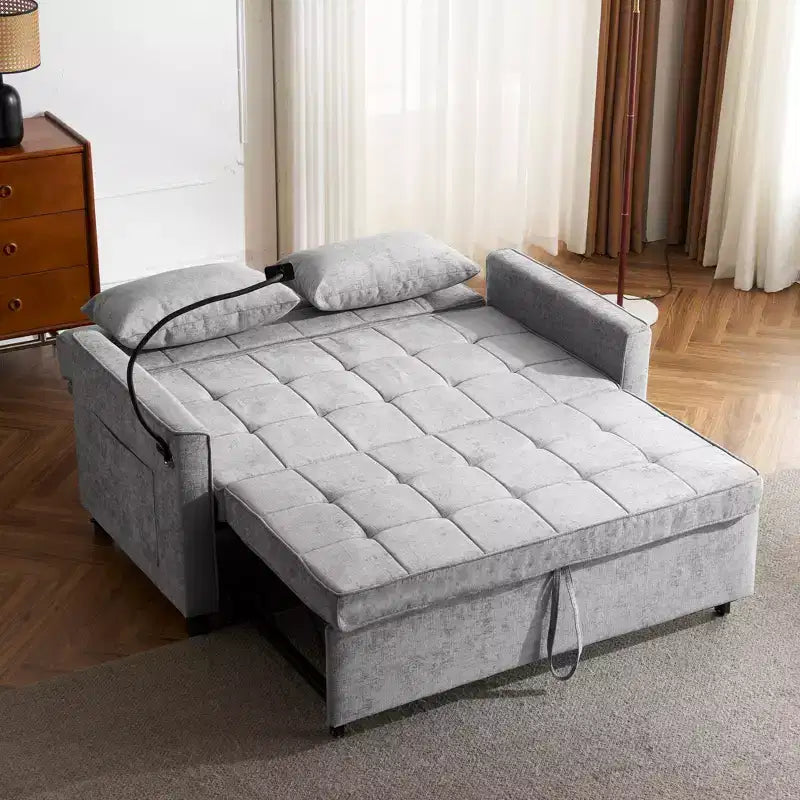 Divano 2 posti in ciniglia con letto estraibile – Diversi colori disponibili