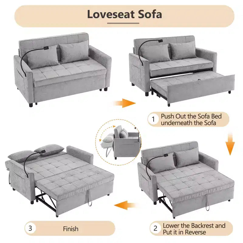 Divano 2 posti in ciniglia con letto estraibile – Diversi colori disponibili