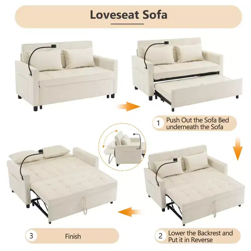 Divano 2 posti in ciniglia con letto estraibile – Diversi colori disponibili