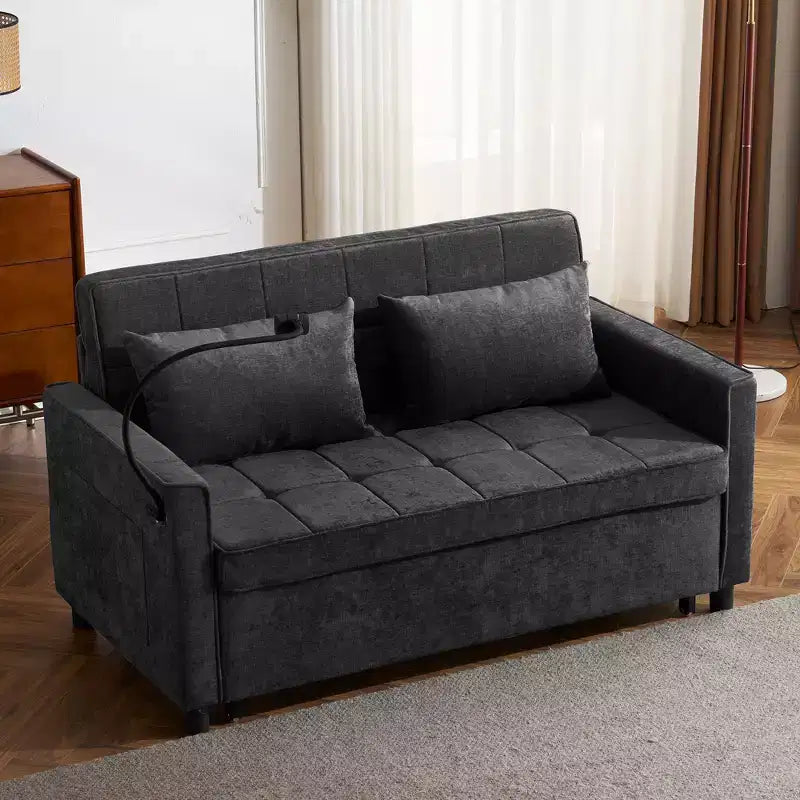 Divano 2 posti in ciniglia con letto estraibile – Diversi colori disponibili
