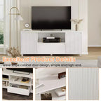 Mobile TV con scanalature bianche per televisori fino a 70", console in legno a 1 cassetto e 2 ante per soggiorno