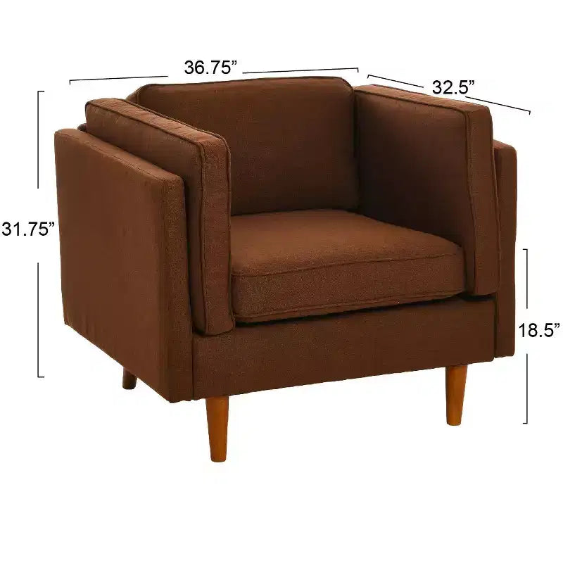Poltrona con schienale alto imbottita e gambe in legno massello – Beige / Marrone / Grigio, 1 Posto