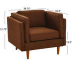 Poltrona con schienale alto imbottita e gambe in legno massello – Beige / Marrone / Grigio, 1 Posto