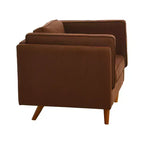Poltrona con schienale alto imbottita e gambe in legno massello – Beige / Marrone / Grigio, 1 Posto