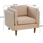 Poltrona con schienale alto imbottita e gambe in legno massello – Beige / Marrone / Grigio, 1 Posto