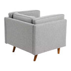 Poltrona con schienale alto imbottita e gambe in legno massello – Beige / Marrone / Grigio, 1 Posto