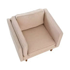 Poltrona con schienale alto imbottita e gambe in legno massello – Beige / Marrone / Grigio, 1 Posto