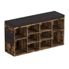 Panca Contenitore per Scarpe Beige con Cuscino, Organizer Regolabile a 10 Scomparti, Seduta per 2 Persone