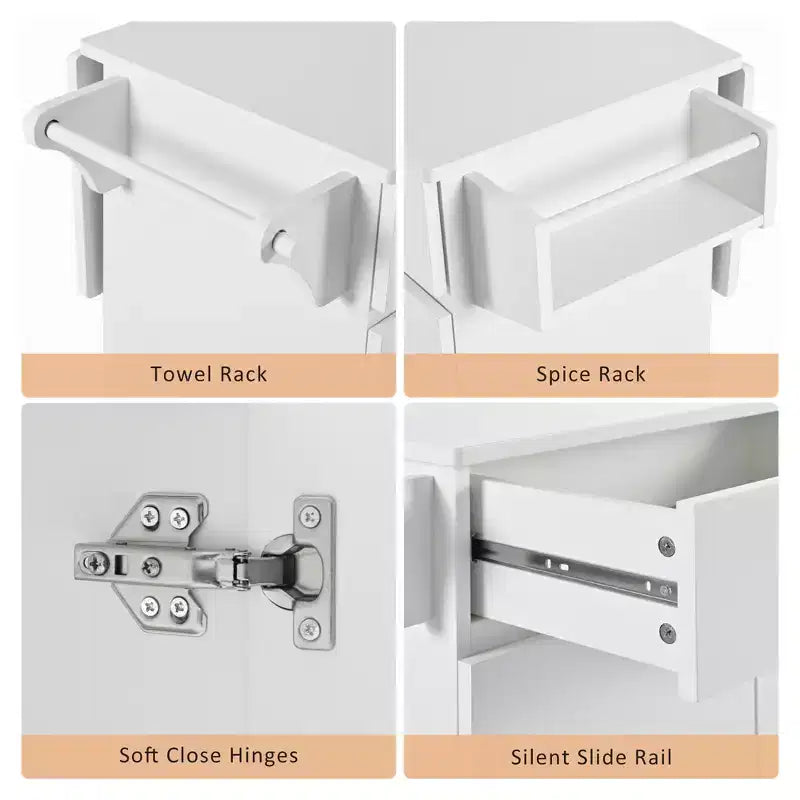 Mobile Specchio Sospeso, Bianco/Nero, Singolo, 2-in-1 con Contenitore