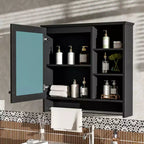 Mobile Specchio Sospeso, Bianco/Nero, Singolo, 2-in-1 con Contenitore