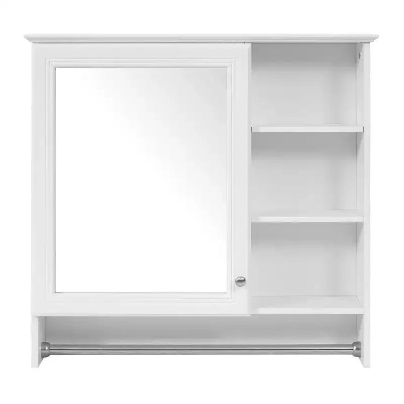 Mobile Specchio Sospeso, Bianco/Nero, Singolo, 2-in-1 con Contenitore