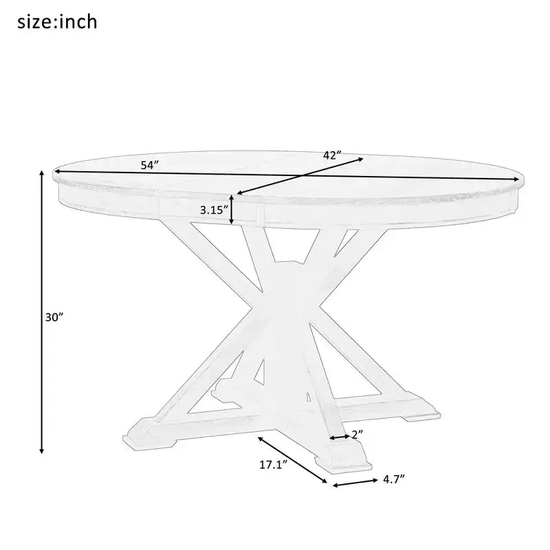Tavolo da pranzo rotondo allungabile Espresso / Legno naturale / Bianco + Naturale, base a piedistallo Mid-Century, 4-6 posti