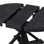 Tavolo da pranzo rotondo allungabile Espresso / Legno naturale / Bianco + Naturale, base a piedistallo Mid-Century, 4-6 posti