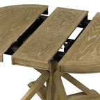 Tavolo da pranzo rotondo allungabile Espresso / Legno naturale / Bianco + Naturale, base a piedistallo Mid-Century, 4-6 posti