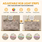 Cassettiera a 8 cassetti Nera / Scuro / Grigia / Bianca con luci LED e presa di corrente, per 1 persona