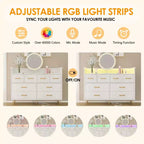 Cassettiera a 8 cassetti Nera / Scuro / Grigia / Bianca con luci LED e presa di corrente, per 1 persona
