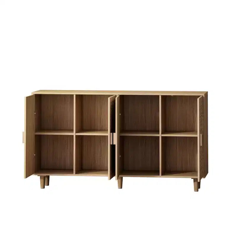 Madia a 4 Ante in Rattan Nero/Naturale/Marrone – Montaggio da 2 Persone, 3 Misure