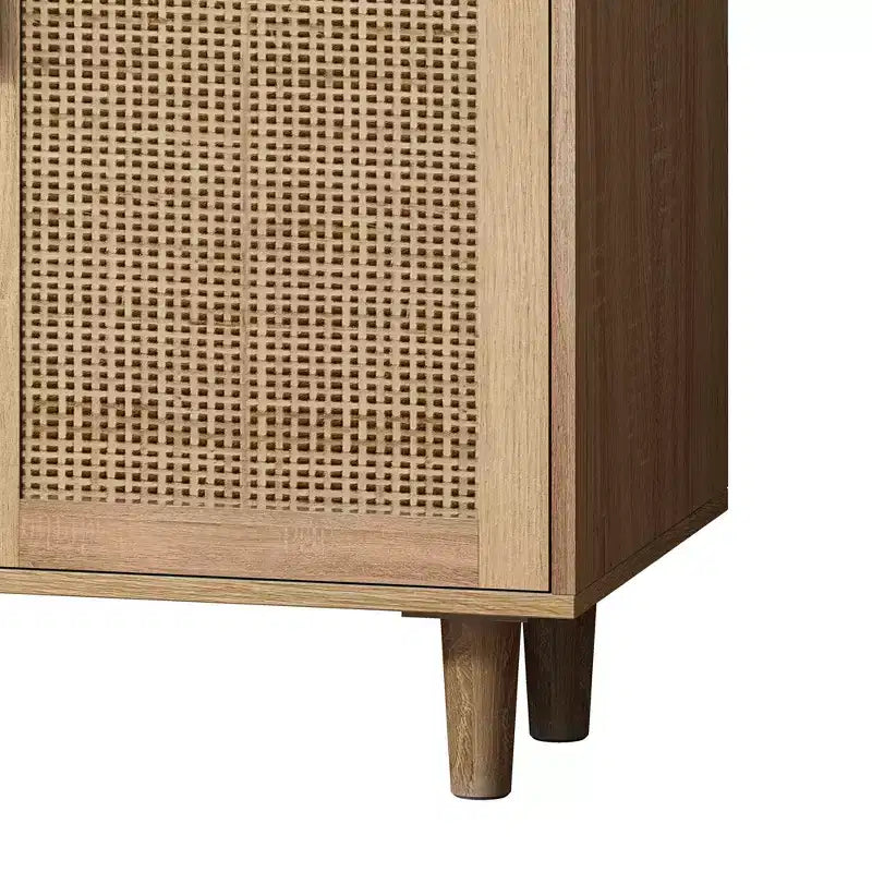 Madia a 4 Ante in Rattan Nero/Naturale/Marrone – Montaggio da 2 Persone, 3 Misure