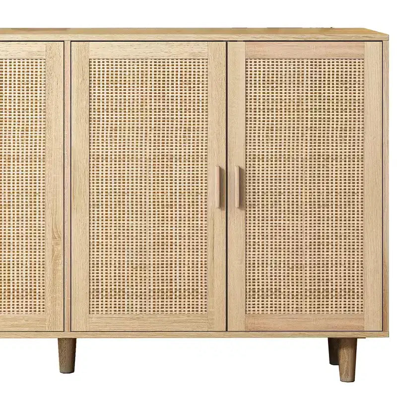 Madia a 4 Ante in Rattan Nero/Naturale/Marrone – Montaggio da 2 Persone, 3 Misure