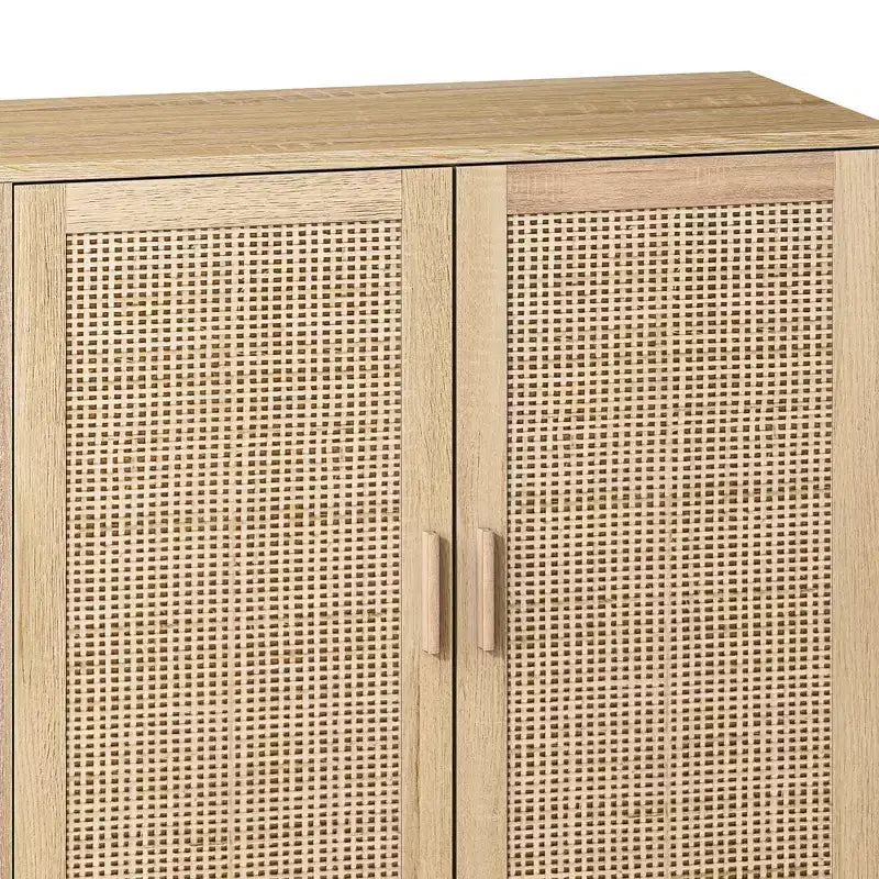 Madia a 4 Ante in Rattan Nero/Naturale/Marrone – Montaggio da 2 Persone, 3 Misure