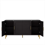 Madia a 4 Ante in Rattan Nero/Naturale/Marrone – Montaggio da 2 Persone, 3 Misure